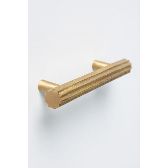 Anthropologie Gold Lucille Fluted Kitchen Handle 3" inch Set of TWO - Picture 3 of 5